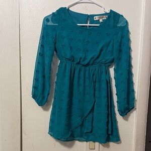 Teal Long Sleeve Dress